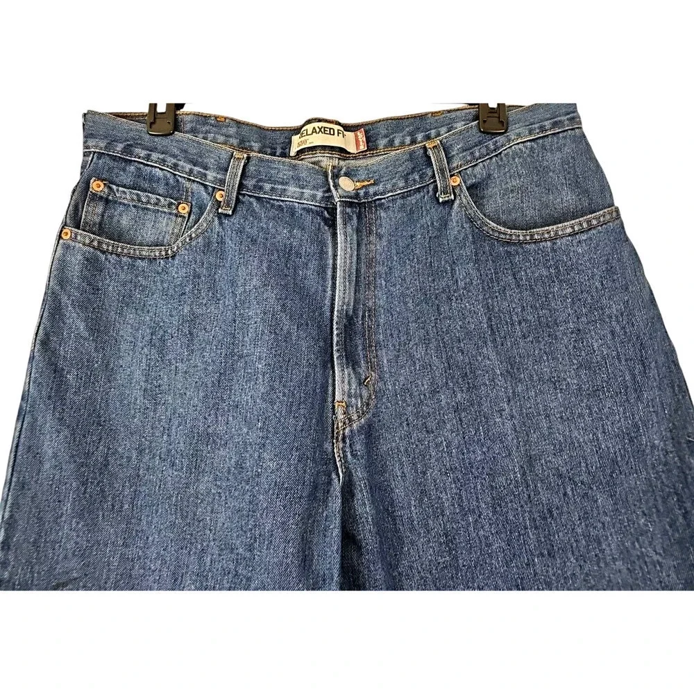 Levi's 550 ~Men's Size 40×29~ Blue Denim Relaxed Fit Straight Jeans 100% Cotton.